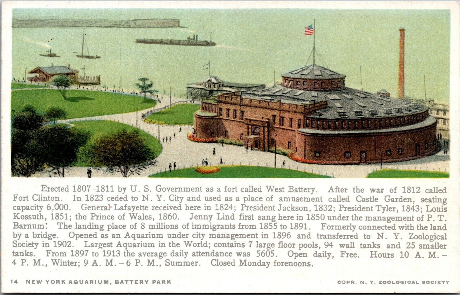 New York City~Aquarium Battery Park~Phostint Postcard~Unposted