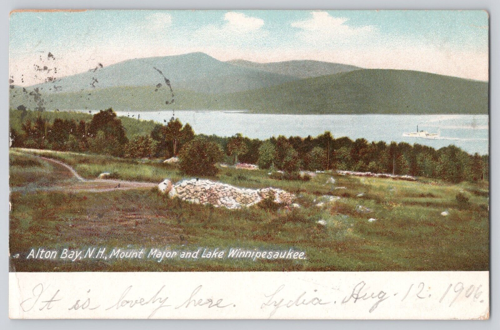 Postcard New Hampshire Alton Bay Mount Major & Lake Winnipesaukee Antique 1906