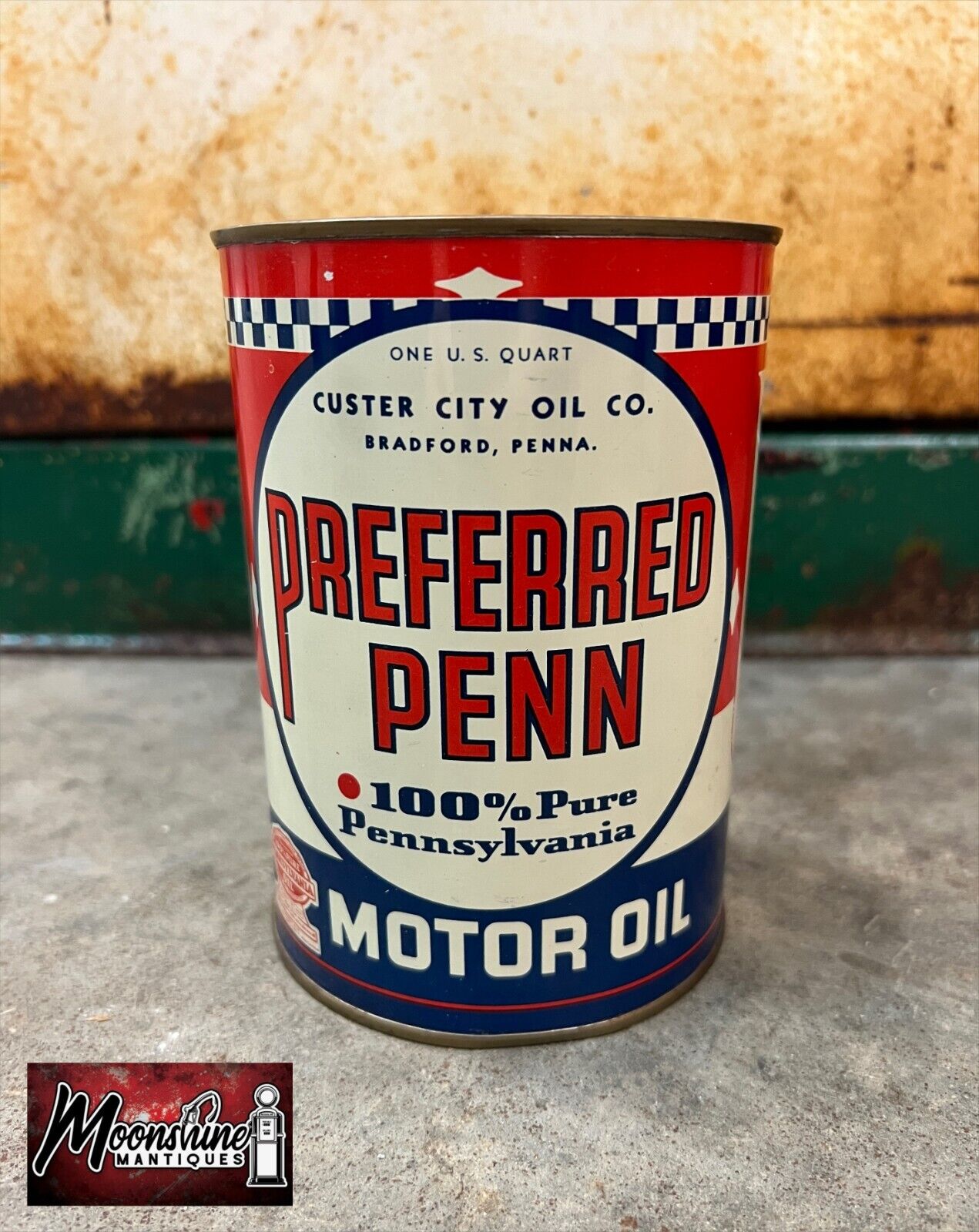 1950’s PREFERRED PENN Motor Oil Can 1 qt. - Gas & Oil