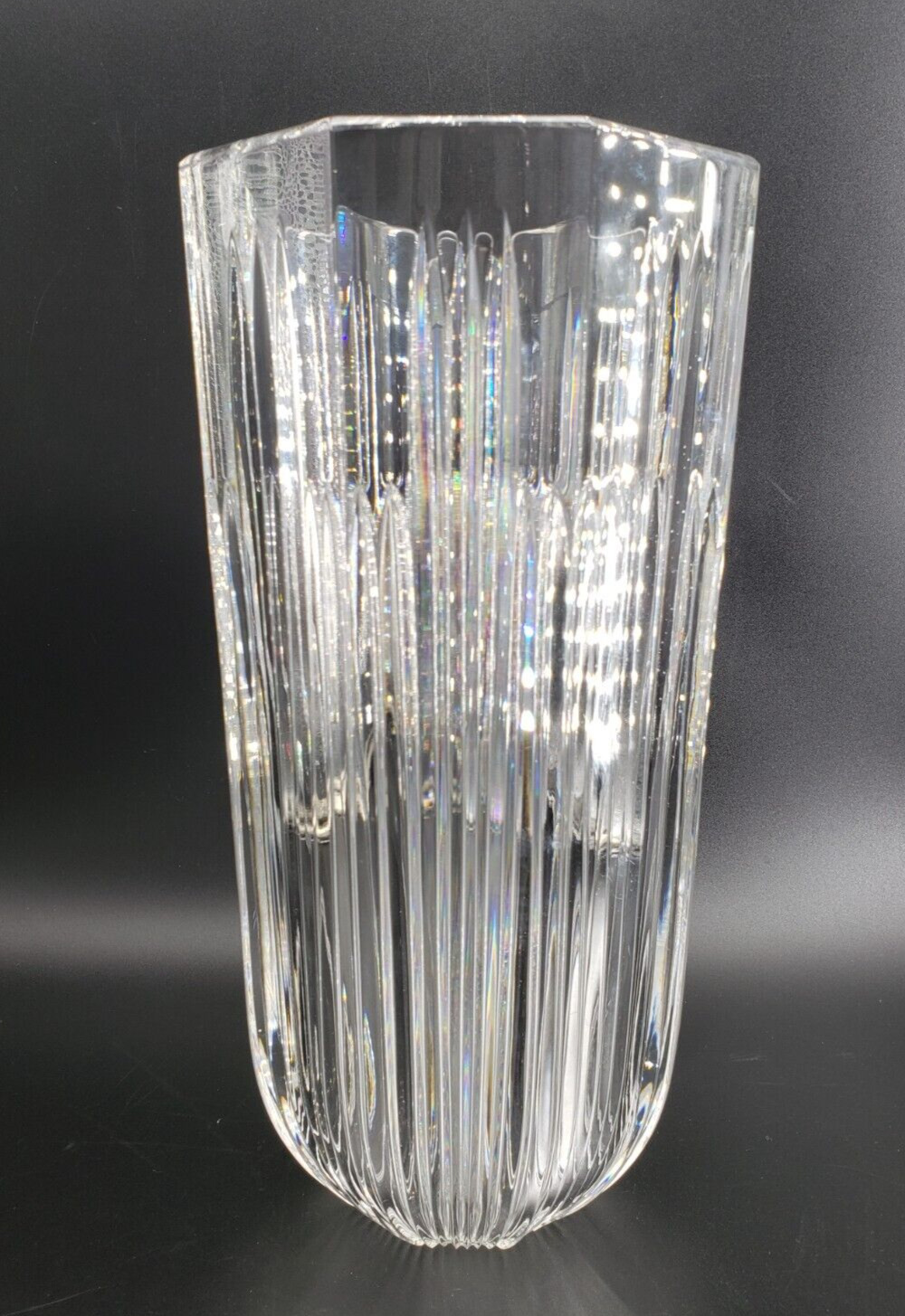 Vintage Claus Josef Riedel for Tiffany & Co. Crystal Vase Large 11.5in Ribbed