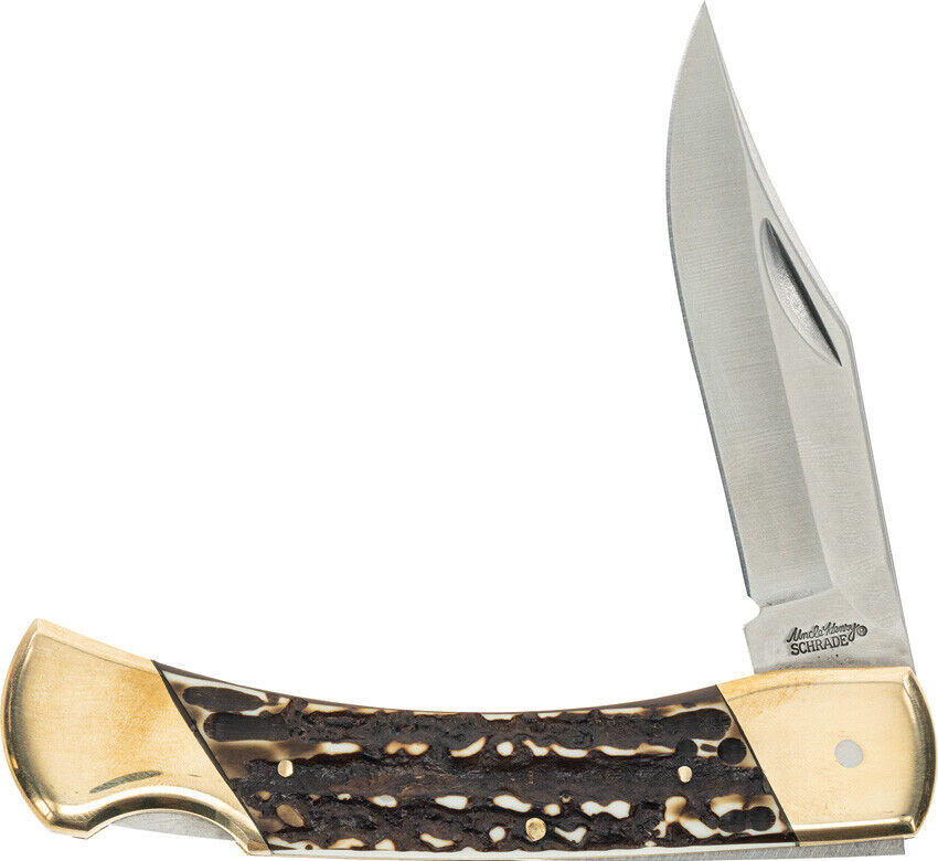 Schrade Papa Bear Folding Pocket Knife Lockback Staglon Blade