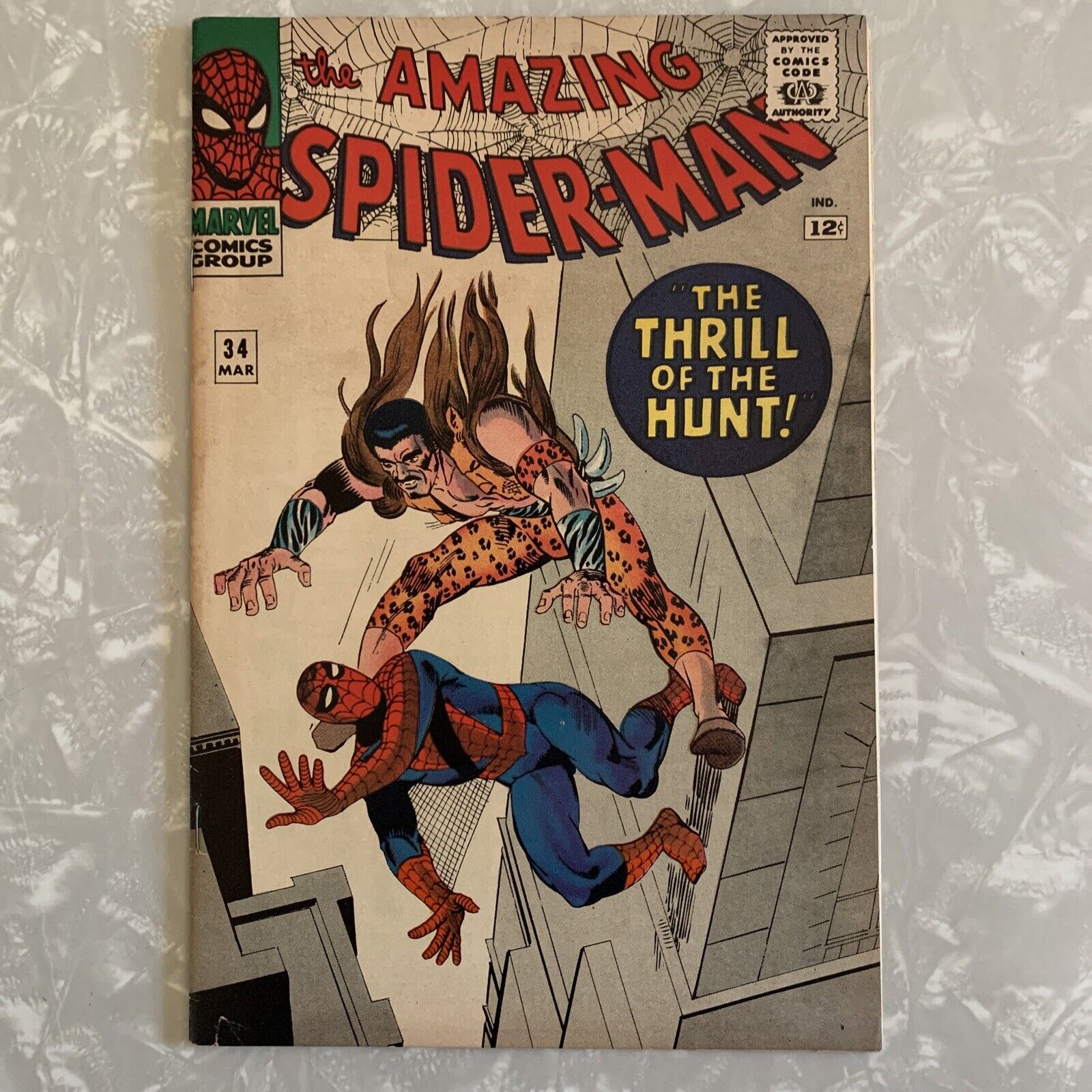 Amazing Spider-Man #34 FN Kraven Hunter Steve Ditko Iconic Cover Stan Lee 1965