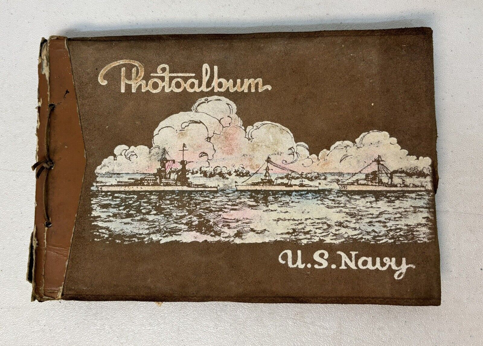 Vintage Distressed WWII Us Navy Photo Scrapbook Over 120+ Photos/postcards Rare