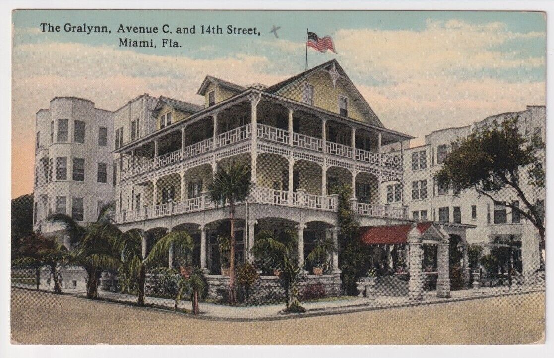Vintage Miami Hotel Postcard, The Gralynn Hotel, CT Photochrom