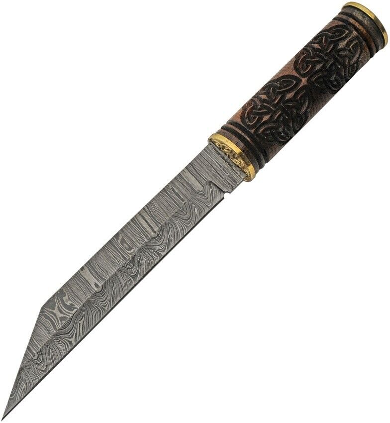 Damascus Celtic Triquetra Seax Fixed Knife 8.5\