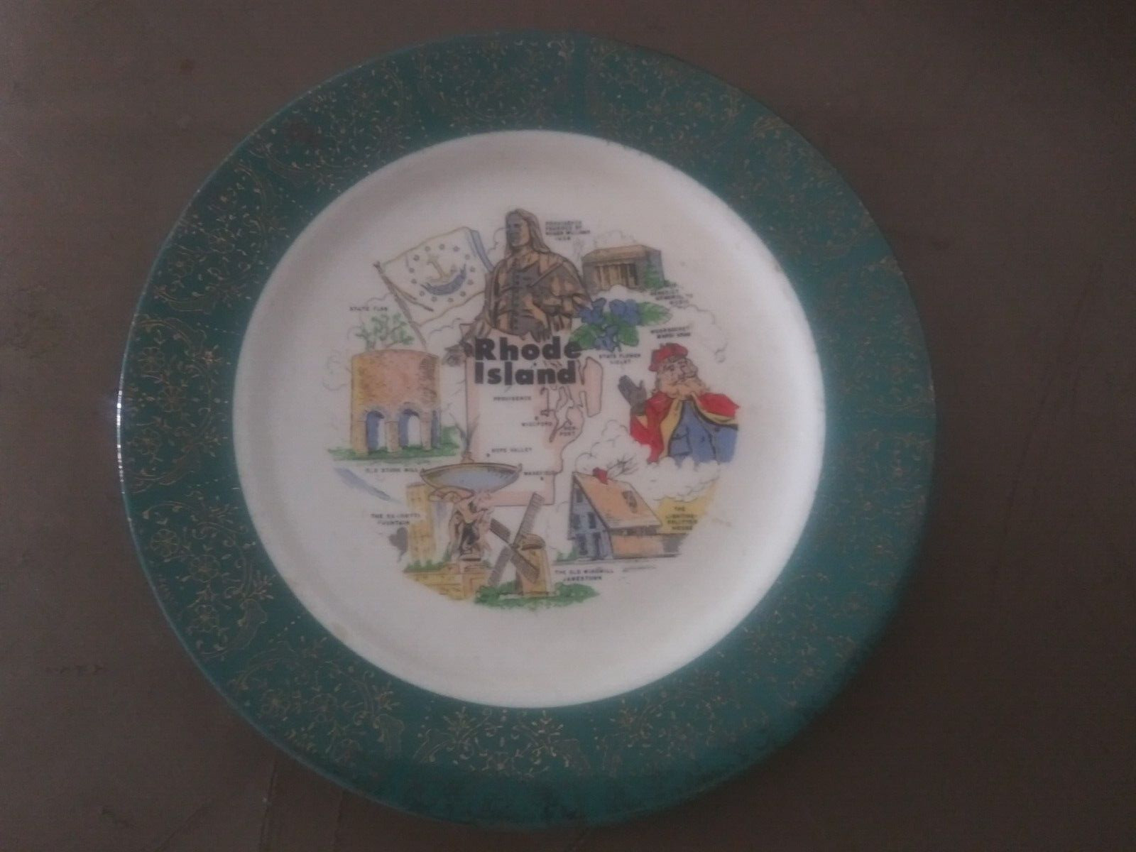 Vintage Rhode Island State Plate Porcelain Souvenir 7\