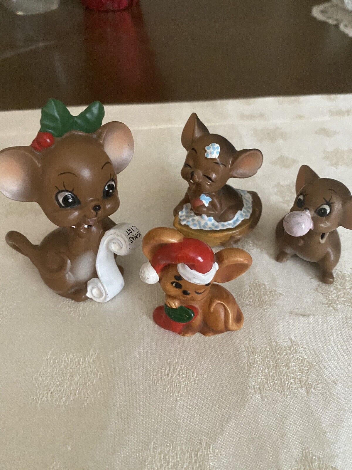 Vintage Japan set of 4 Christmas Mice Figurines