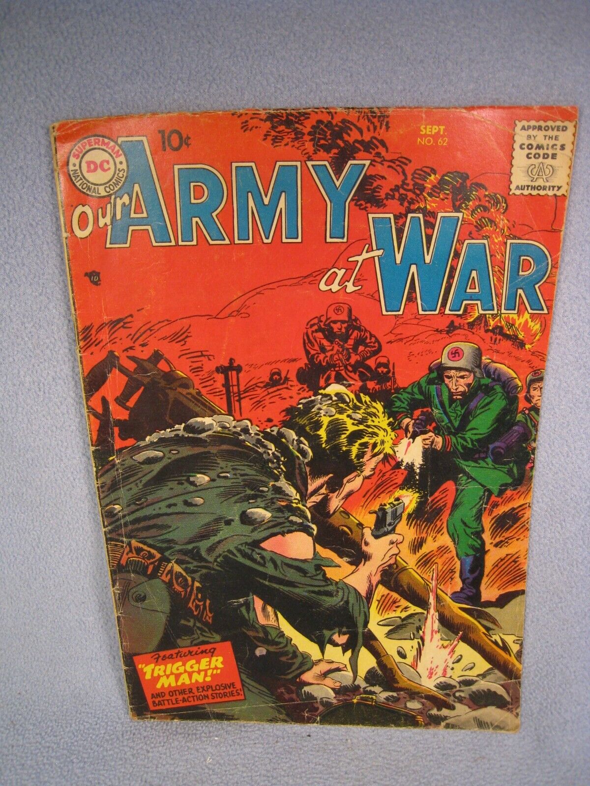 Rare Vintage 1957 10 Cent Our Army At War Comic #62