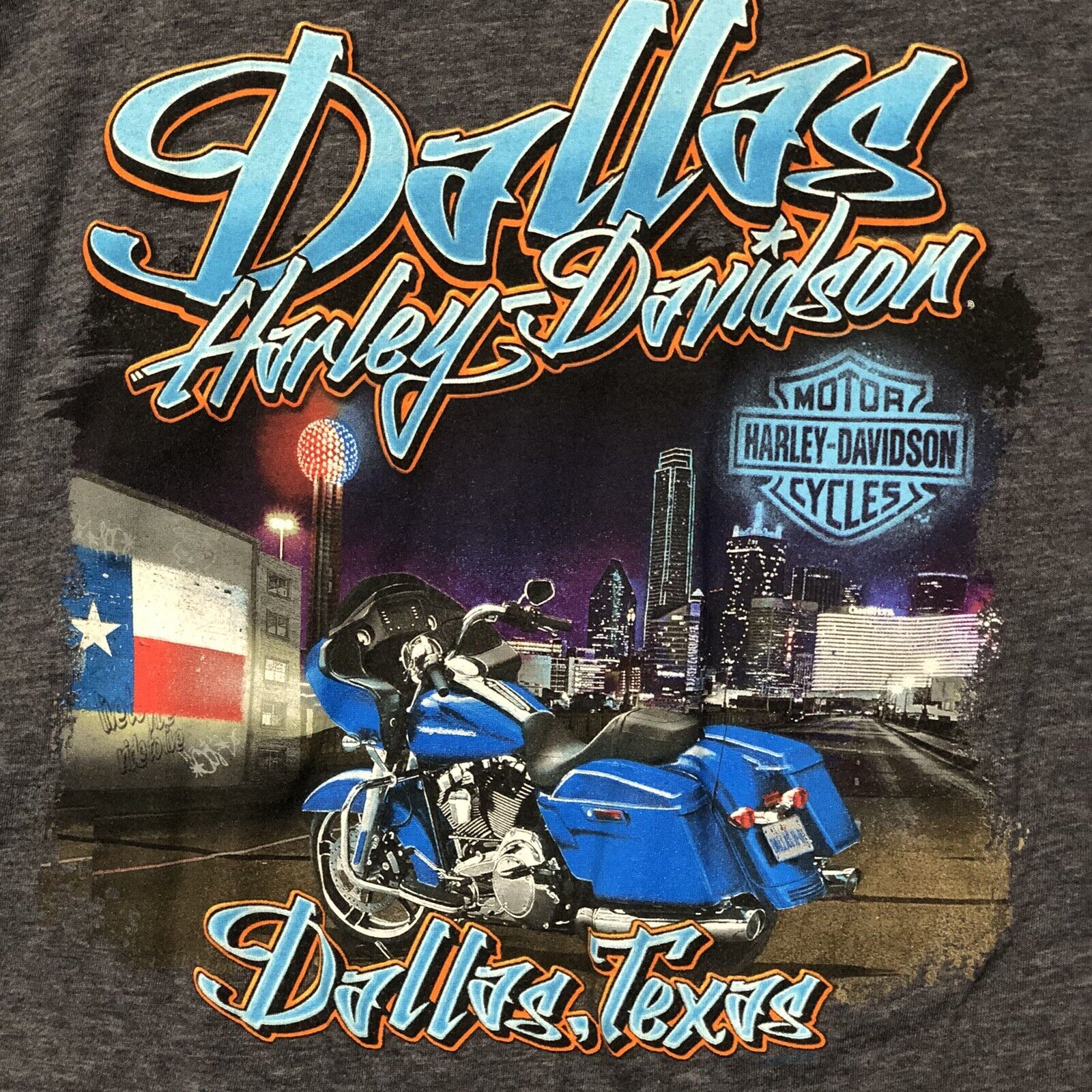 Harley Davidson Dallas Mens L Graphic ￼T-Shirt Texas Bagger Glide Gray S/SLV