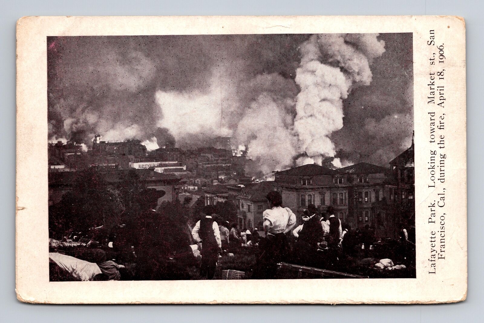 c1906 UDB Postcard San Francisco Fires After Earthquakes From Lafayette Park