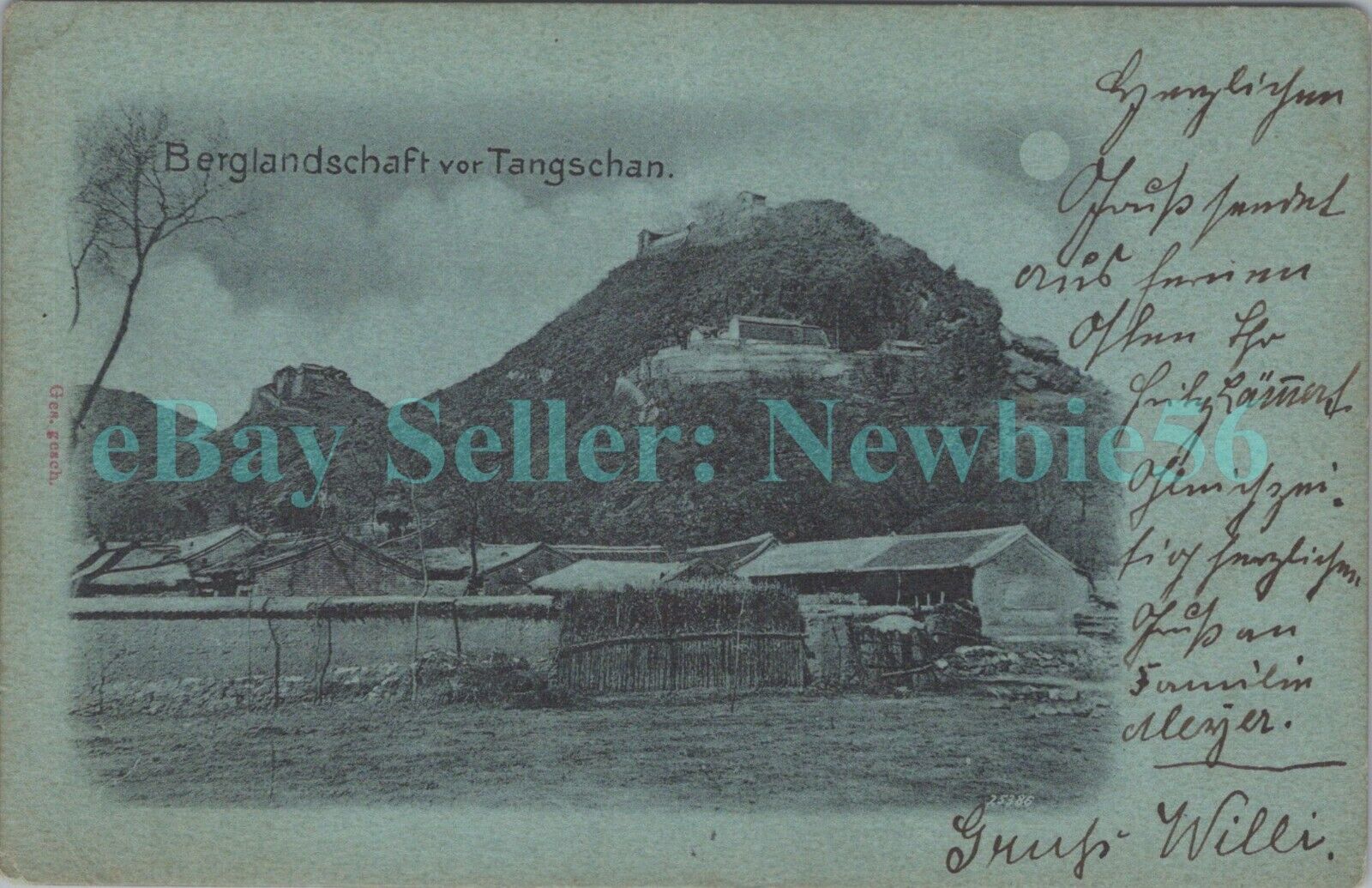 Tangshan China - MOUNTAIN VIEW - 1901 German Postcard Hebei Province Chinese