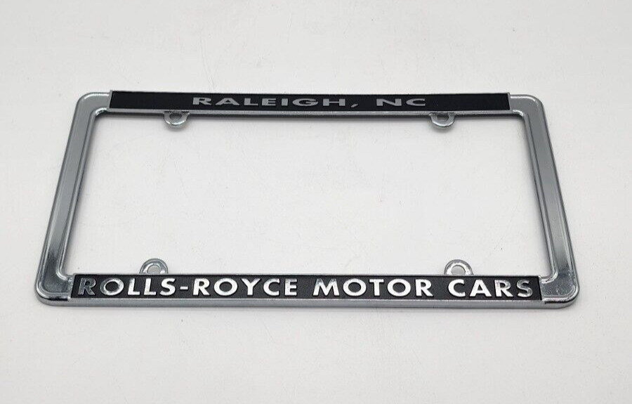 Vintage ROLLS-ROYCE Raleigh NC Metal License Plate Frame Embossed Lettering