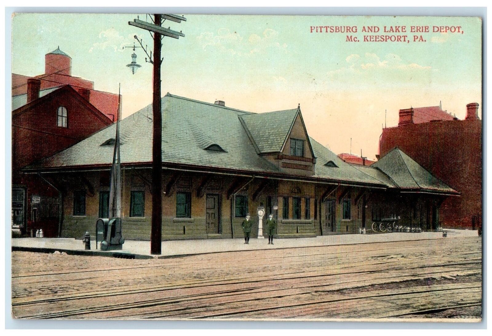 c1910\'s Pittsburg And Lake Erie Depot Scene Mc Keesport Pennsylvania PA Postcard