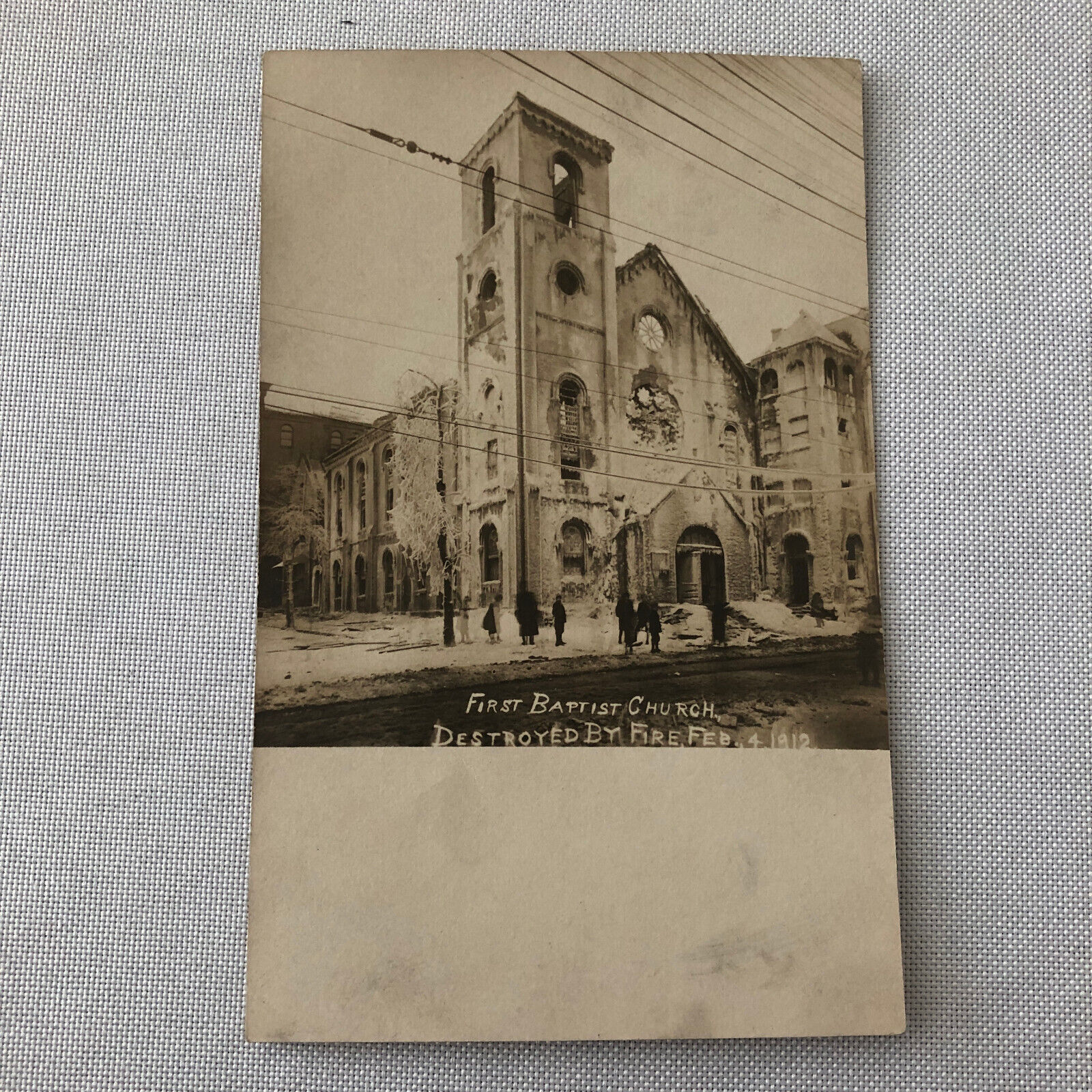 Baptist Church Fire Disaster 1912 Real Photo Postcard Post Card RPPC