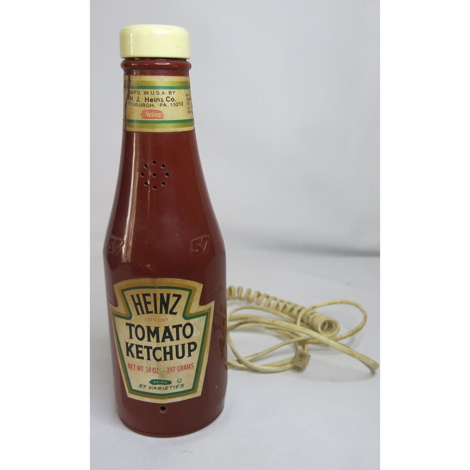 VINTAGE HEINZ TOMATO KETCHUP Bottle Phone with Cord Landline Red 1980\'s