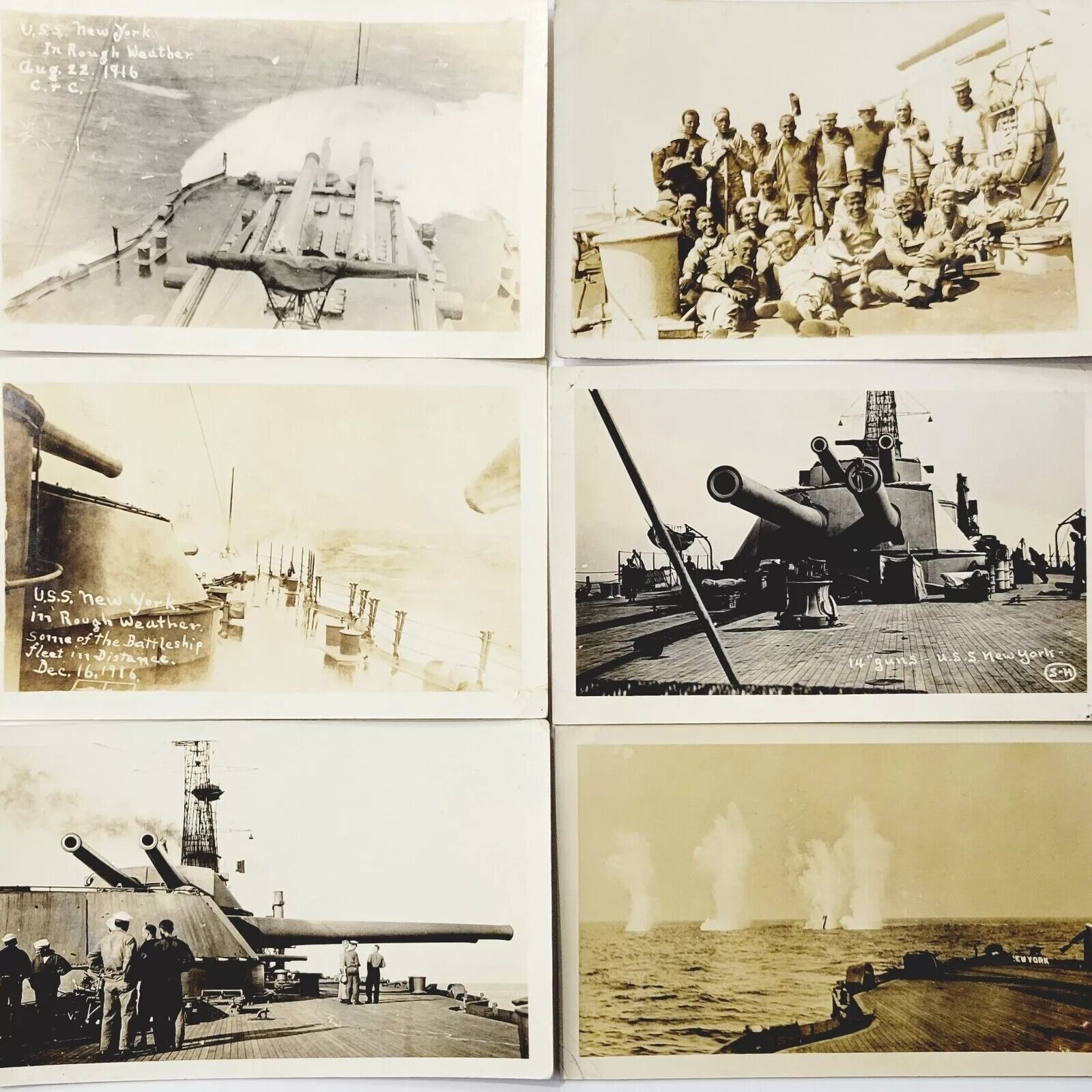 Lot of 6 - c1915 USS New York Battleship BB-34 Postcard Set World War I