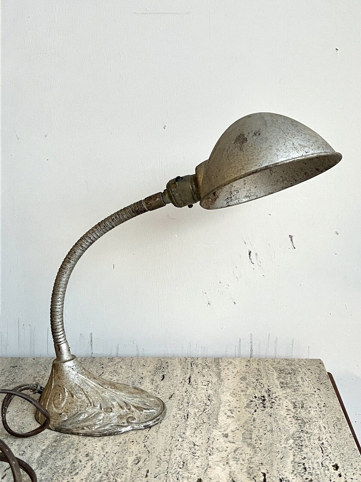 Vintage Art Deco Metal Industrial Gooseneck Desk Lamp