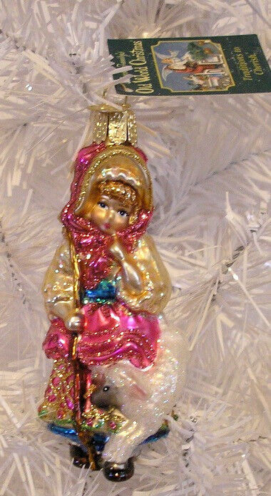 2015 - LITTLE BO PEEP - OLD WORLD CHRISTMAS BLOWN GLASS ORNAMENT - NEW W/TAG