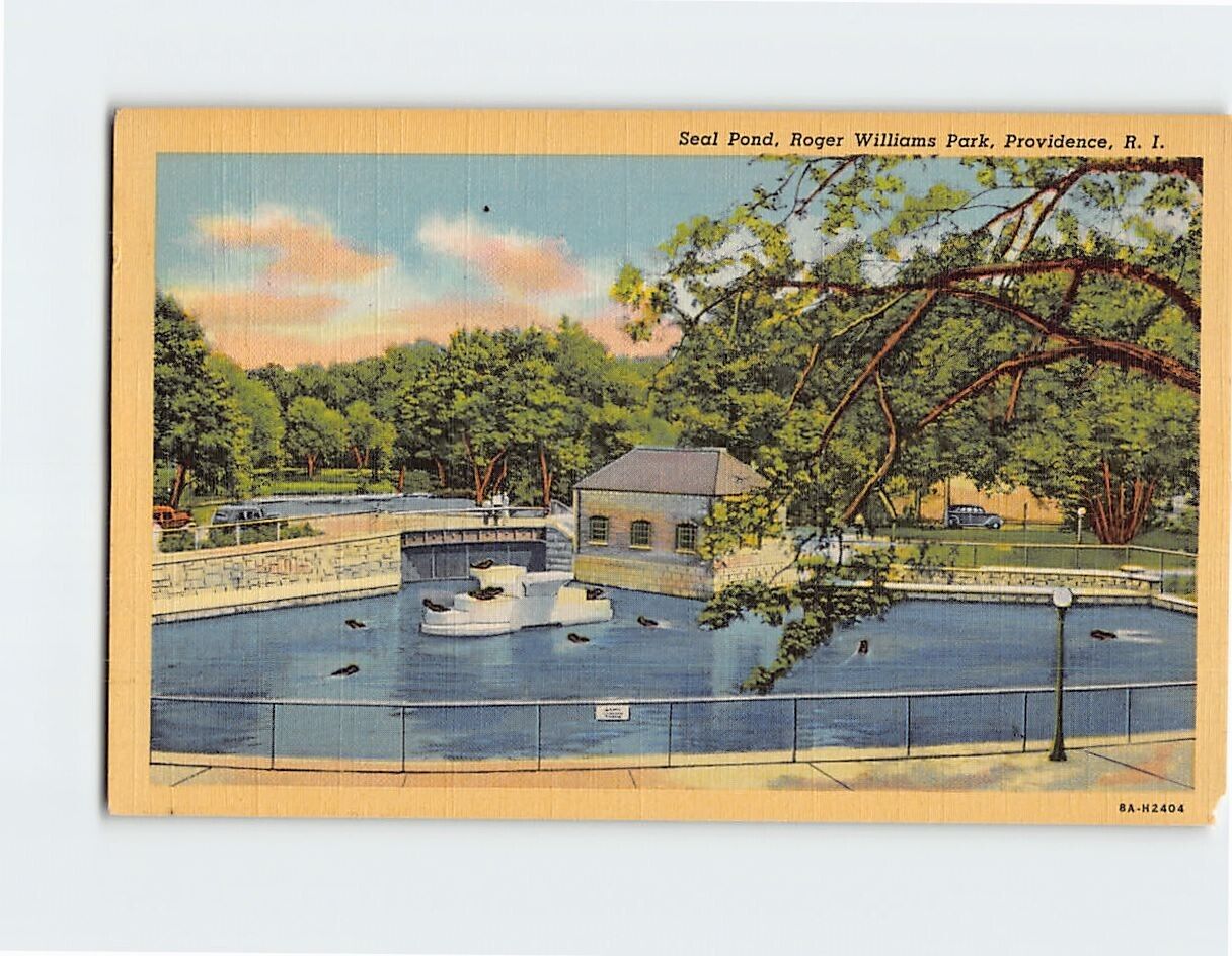 Postcard Seal Pond, Roger Williams Park, Providence, Rhode Island