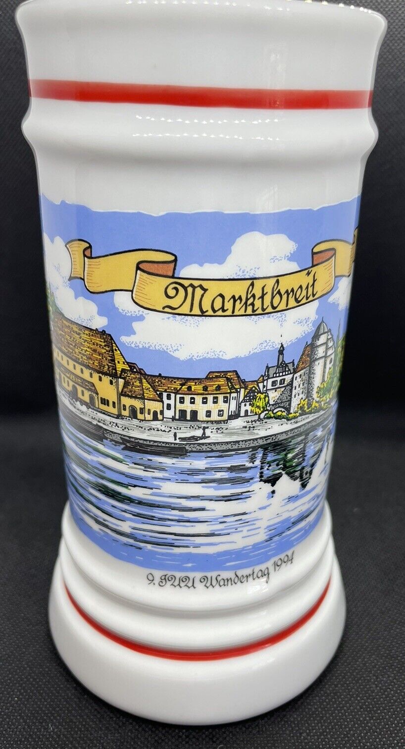 Vtg 1994 IVV Wandertag 9 Markbreit Ceramic Beer Stein Mug Germany Scenic River