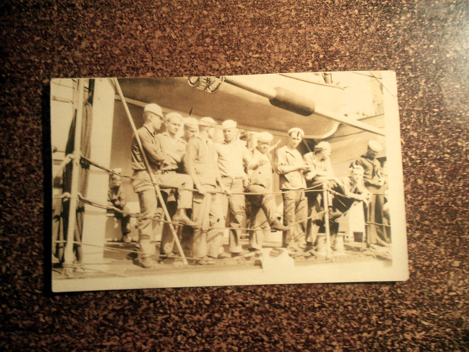 RPPC OF SAILORS ON SHIP TAKEN IN SPALATO, AUSTRIA MARCH 1, 1920 POSTCARD