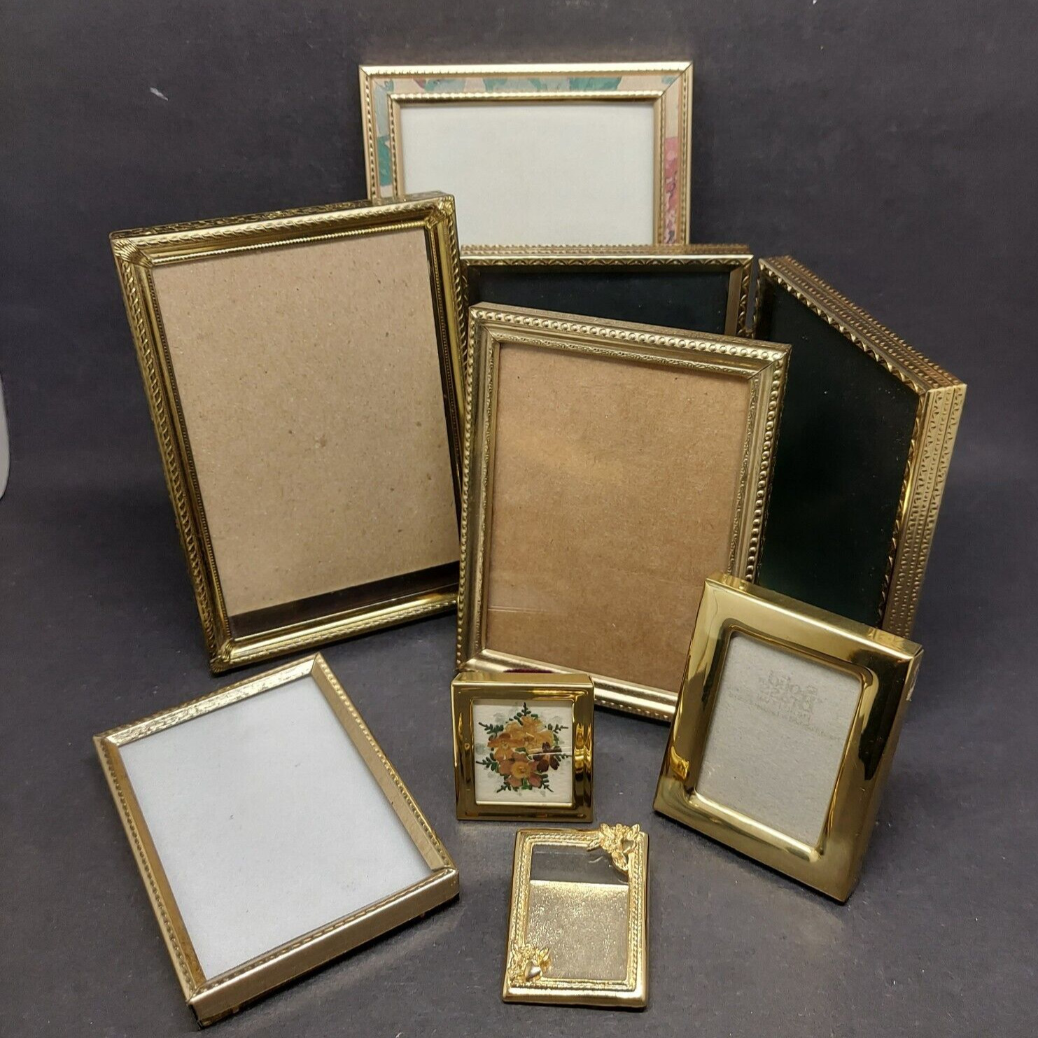 Vintage Assorted Lot of 8 Small Picture Frames Double / Single / Brooch