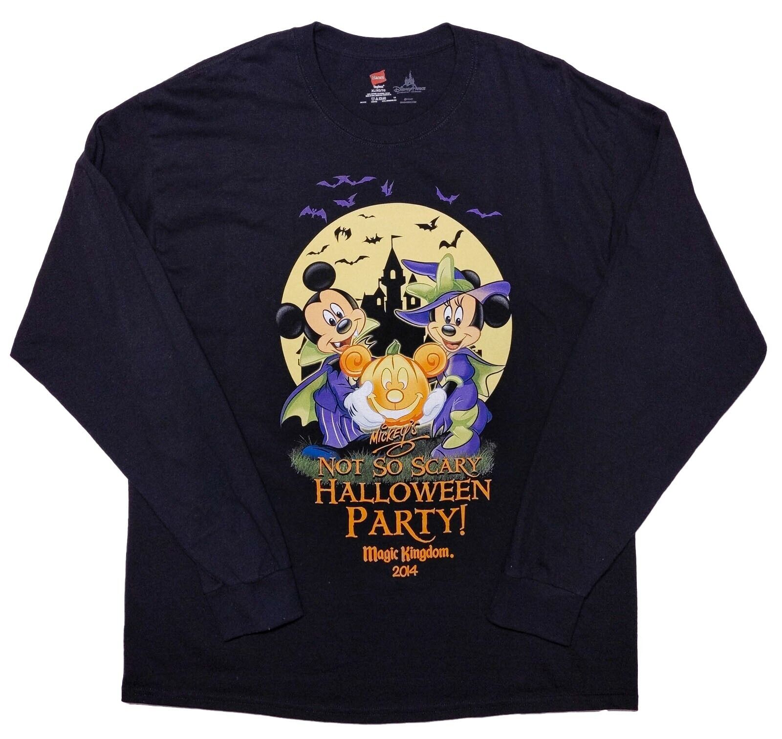 HANES Disney Mickey Mouse 2014 Not So Scary Halloween Party Long Sleeve Shirt XL