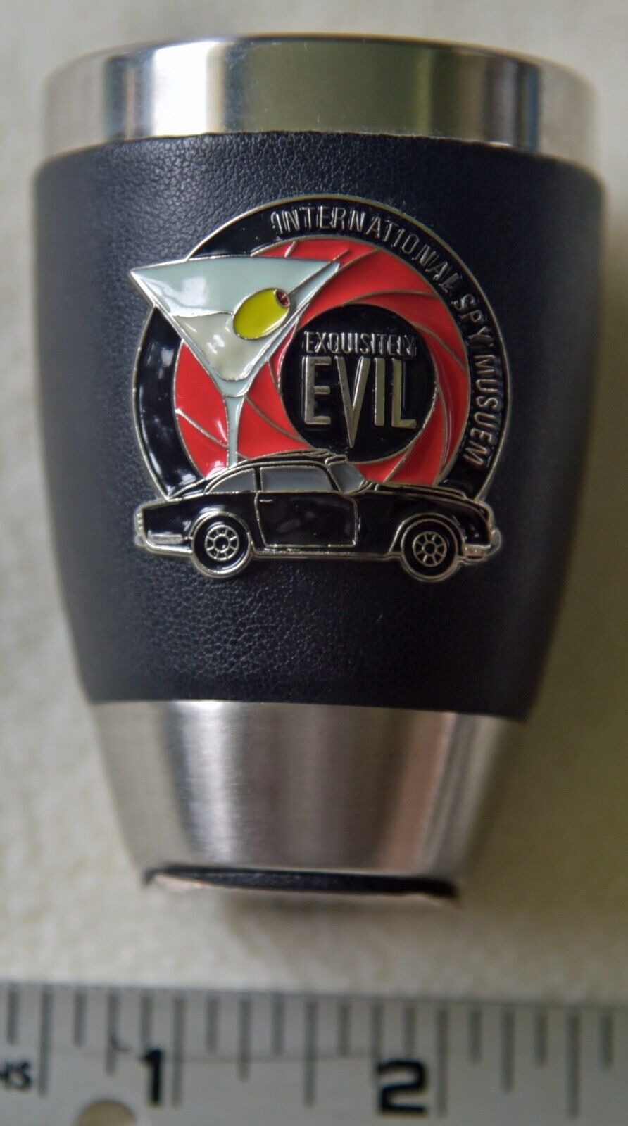 International Spy Museum Exquisitely Evil Leather & Metal Shot Glass