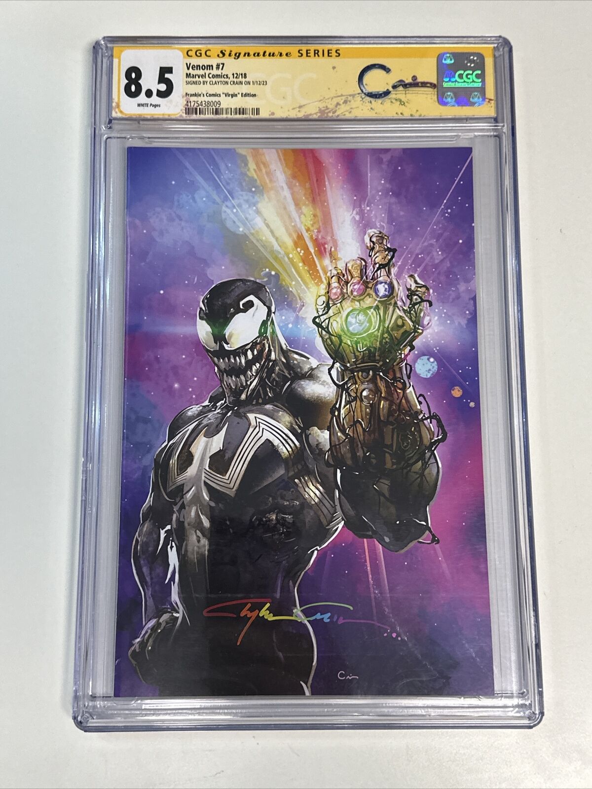Venom #7 Virgin CGC SS 8.5 Signed by Clayton Crain Infinity - Special Label