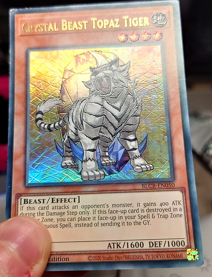 Yu-Gi-Oh Ultimate Rare Style Crystal Beast Topaz Tiger Custom Etched