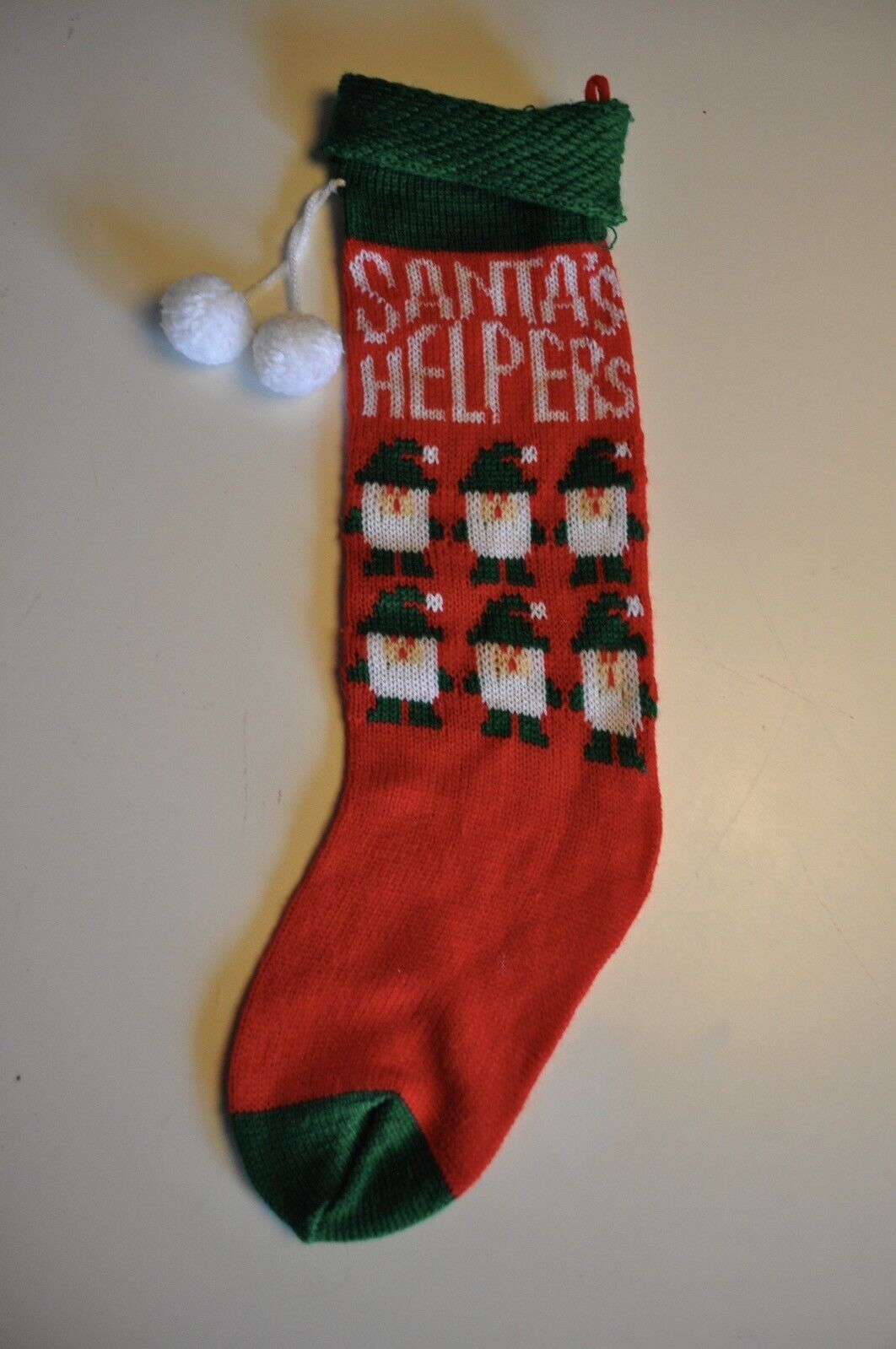 Vintage Christmas Stocking Santa’s Helpers Unbranded Red White Green