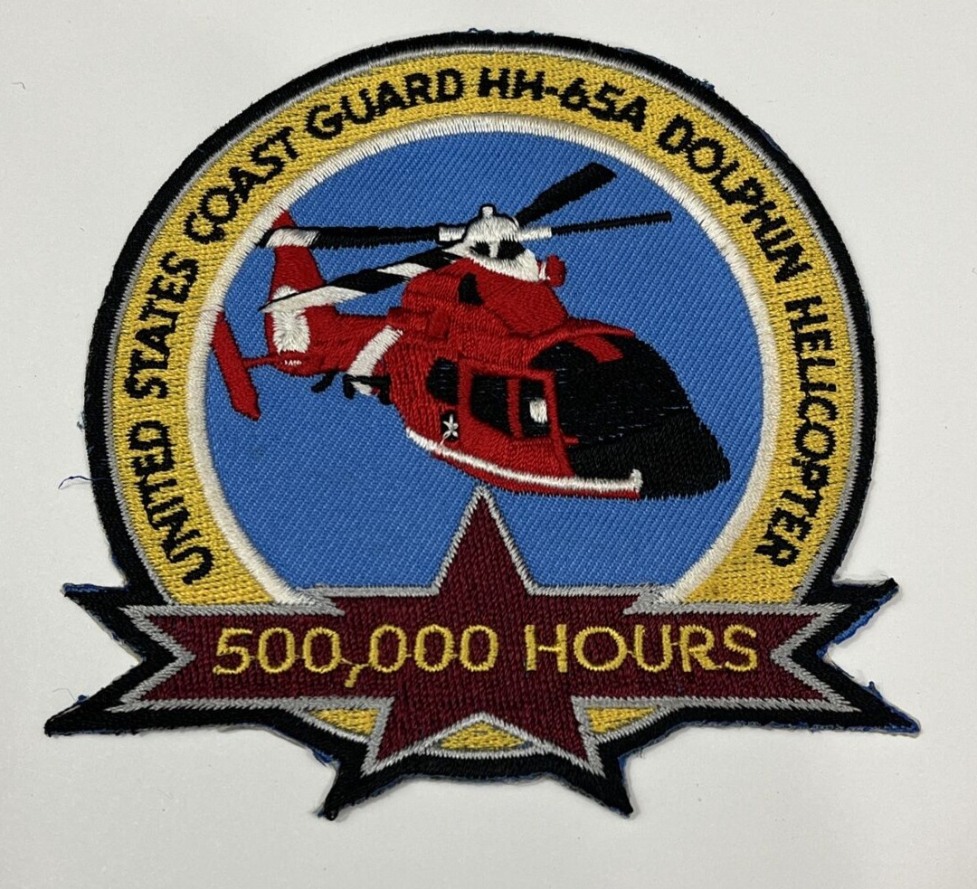 U.S. COAST GUARD 500,000 HOURS IN A HH-65A DOLPHIN JACKET PATCH