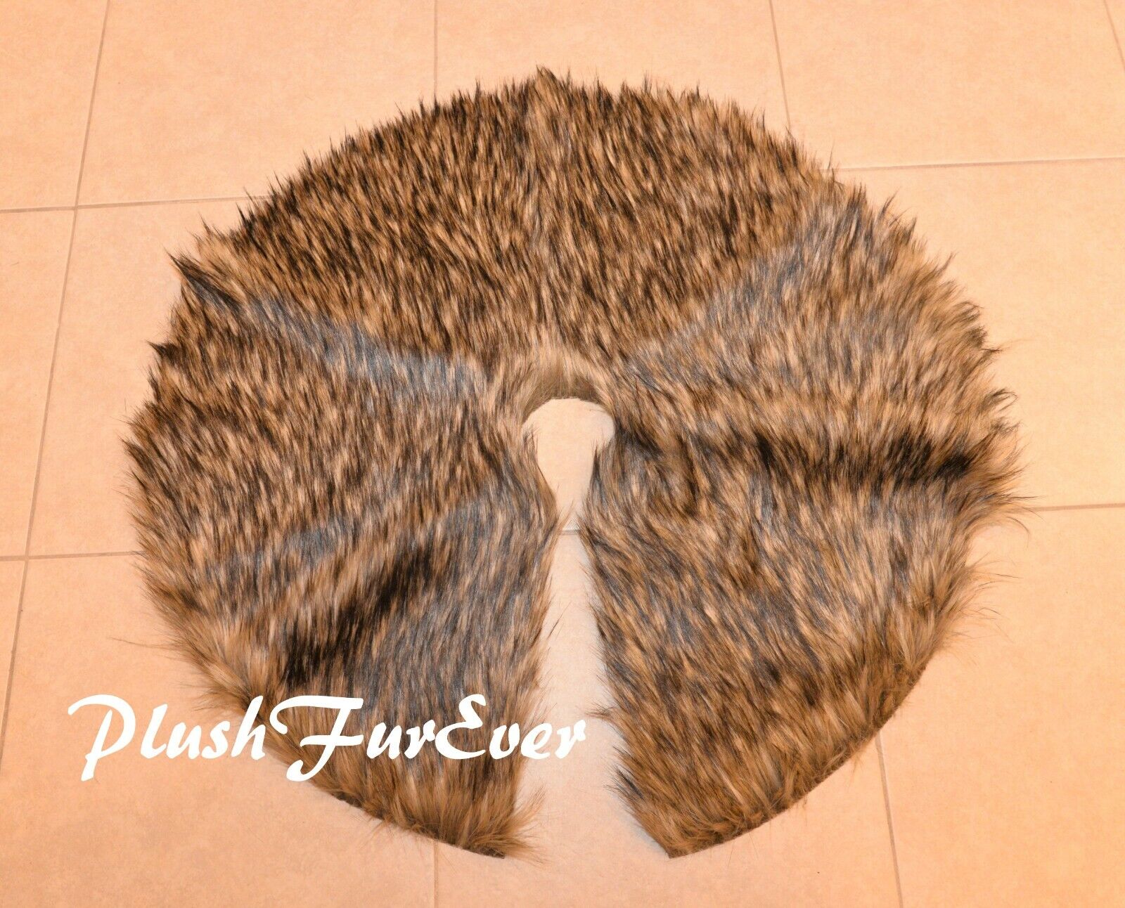 5' Wolf Faux Fur Tree Skirt Christmas Decors Round 
