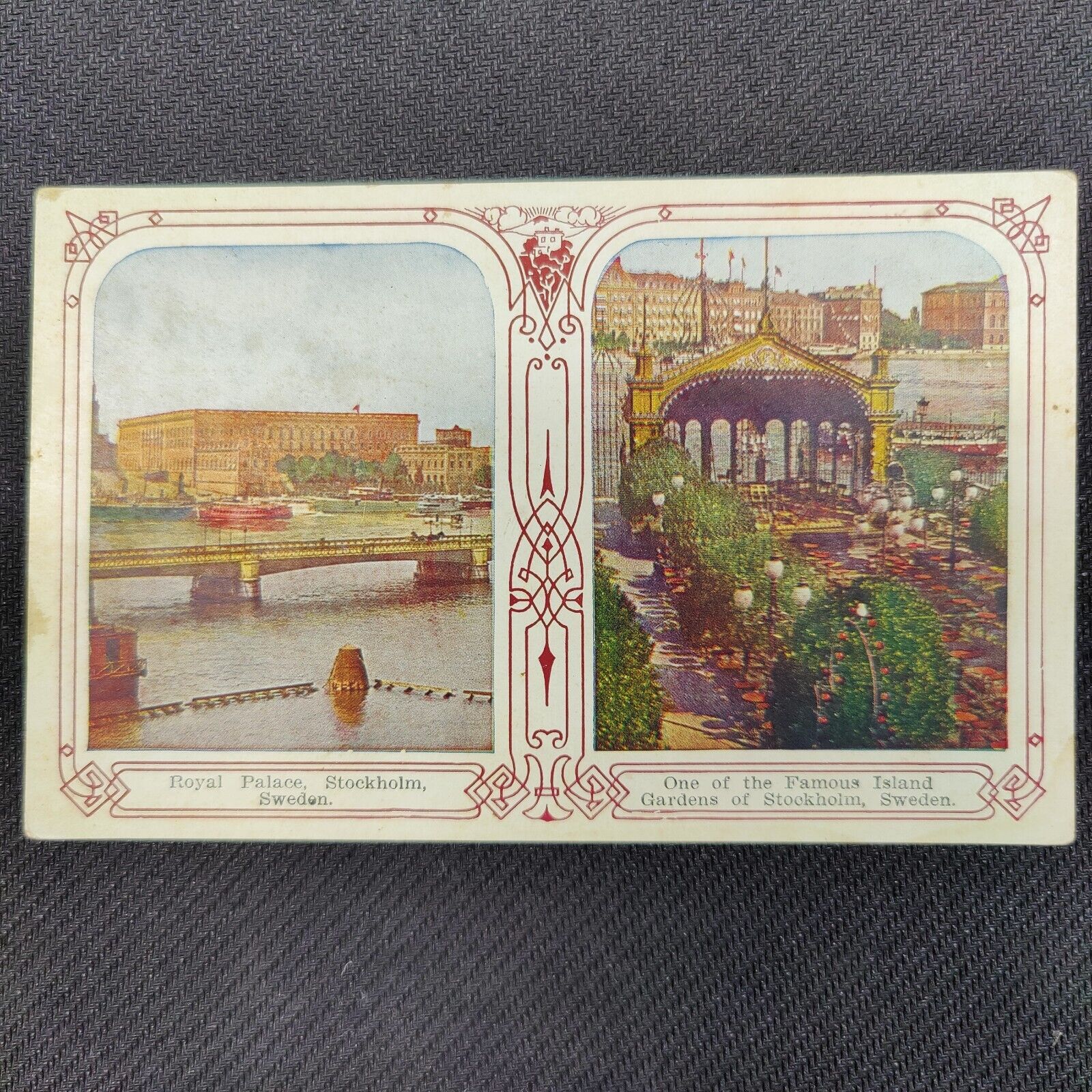 RARE Atq c. 1920s World Postcard STOCKHOLM SWEDEN ROYAL PALACE + ISLAND GARDENS