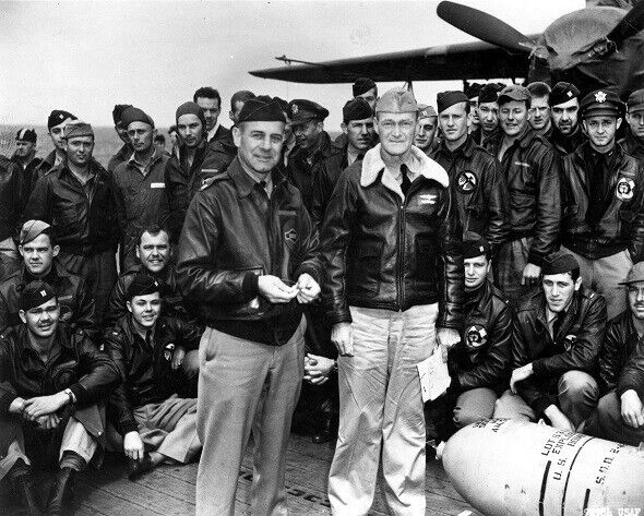 Jimmy Doolittle on the USS Hornet, Bomber Raid 8x10 WWII WW2 Photo 756a