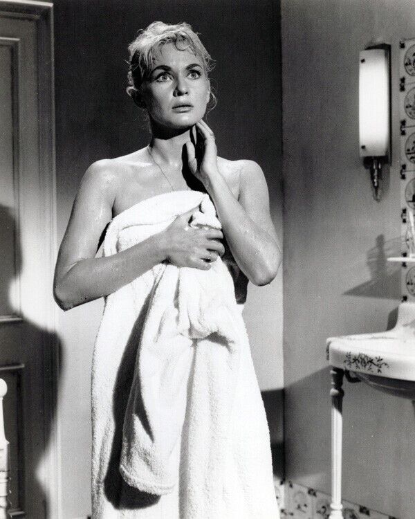 Mylene Demongeot holds towelling robe 1963 Girl's Apartment 8x10 inch photo