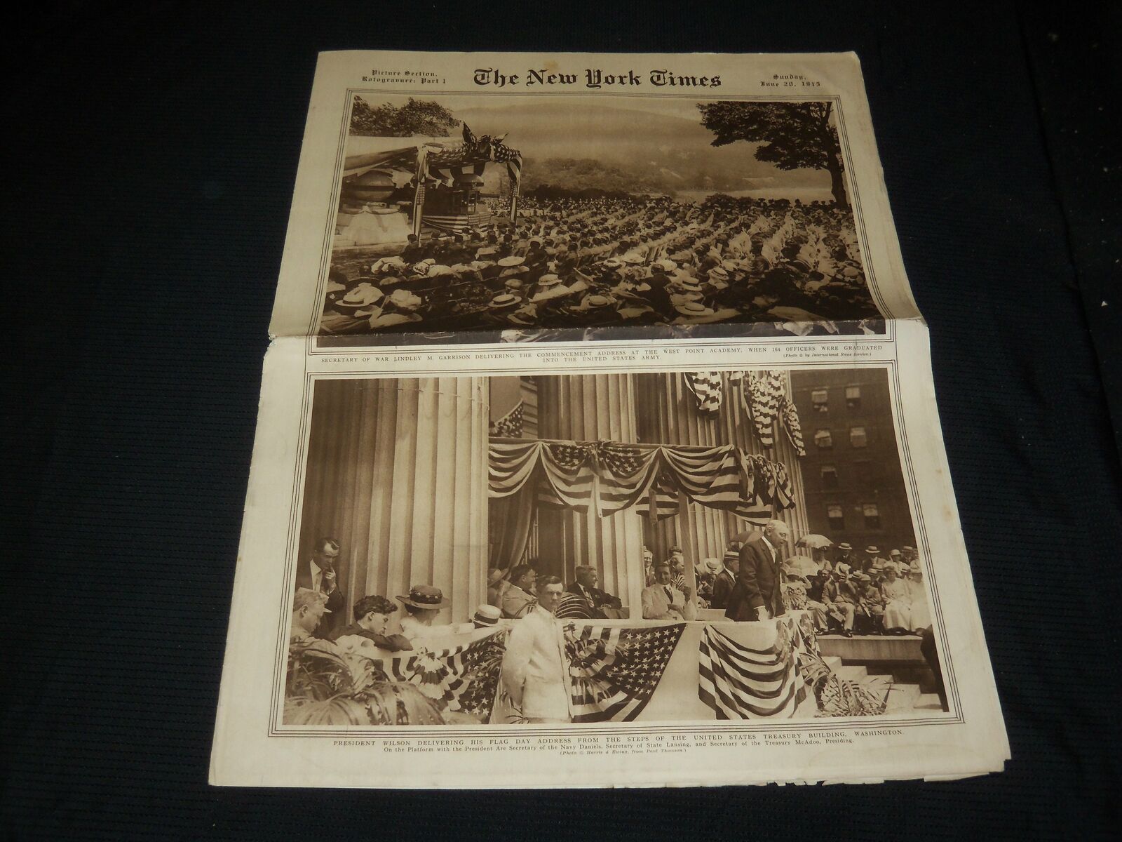 1915 JUNE 20 NEW YORK TIMES PICTURE SECTION - WEST POINT - WILSON - NP 5480