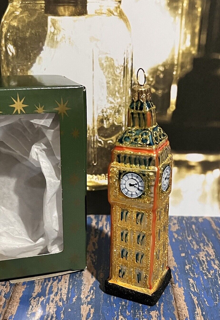 IMPULS Traditional Mouth Blown Glass Ornament Big Ben London England NEW Poland