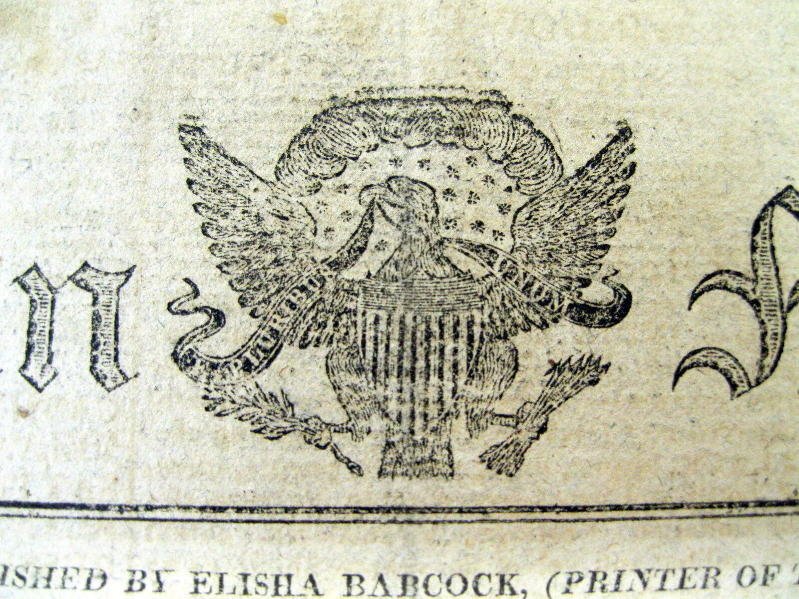 1810 FEDERAL EAGLE masthead display Hartford CONNECTICUT newspaper w decorative