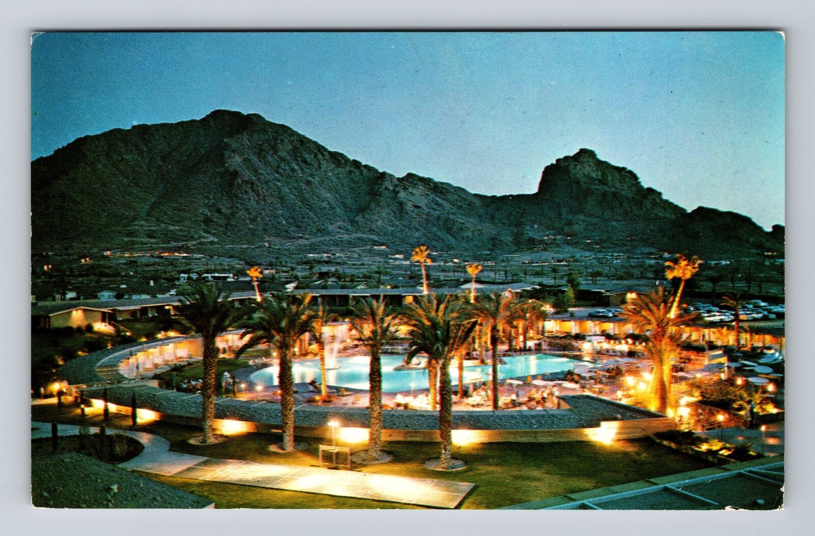 Scottsdale AZ-Arizona, Mountains Shadows Hotel, Night, Vintage c1966 Postcard
