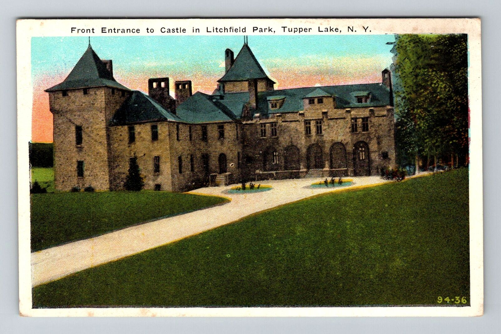 Tupper Lake NY-New York, Entrance to Castle in Litchfield Park Vintage Postcard