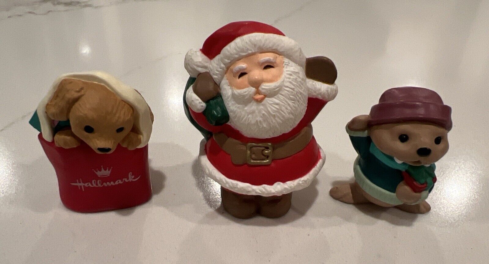 Hallmark Christmas Santa Walrus Puppy Mini Figurines 1990s