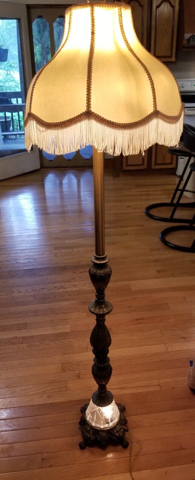 Antique Art Deco 3 Way Floor Lamp With Shade  58\