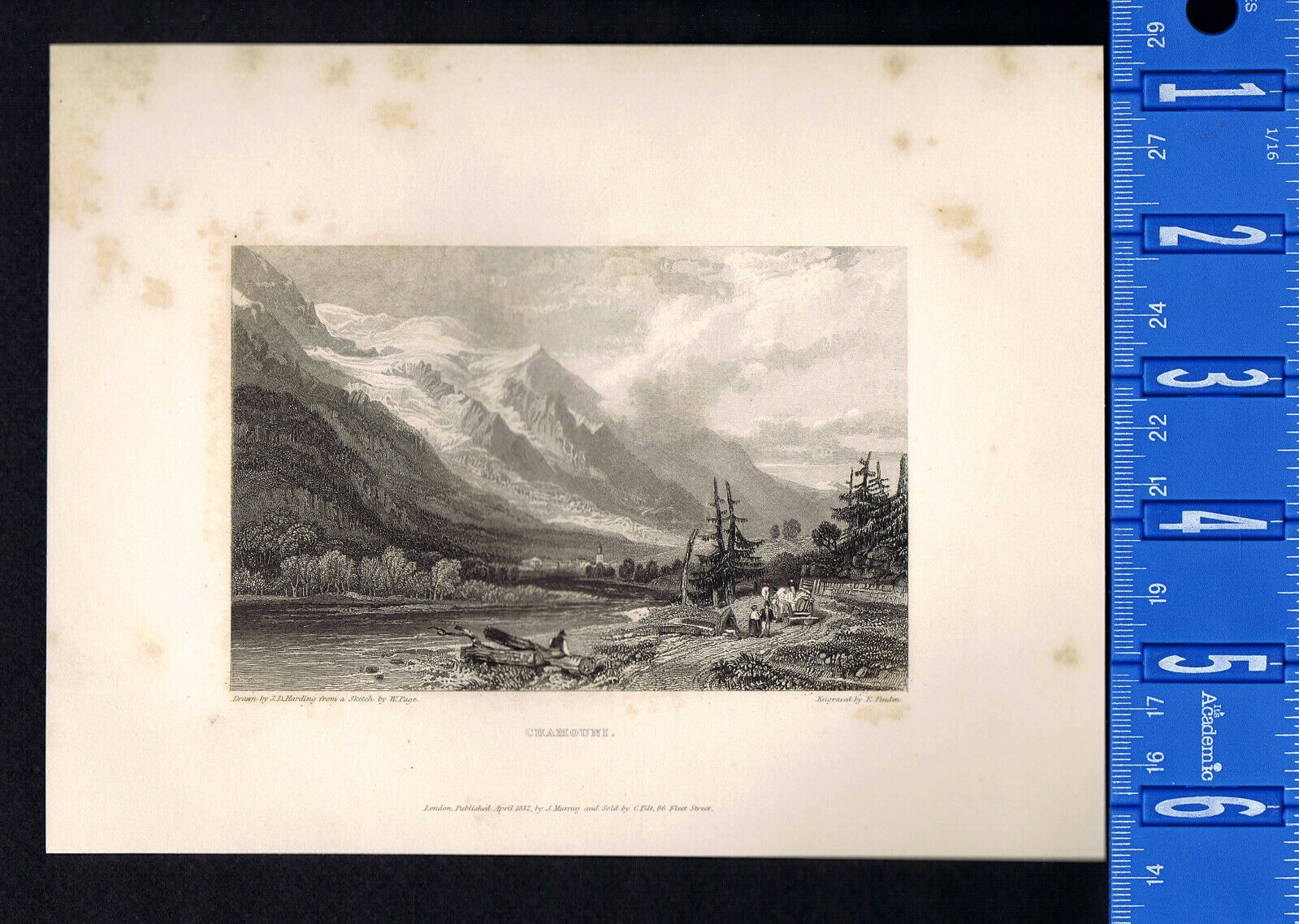 Vale of Chamouni (Chamonix), Mont Blanc - France  -1833 Engraving - Lord Byron