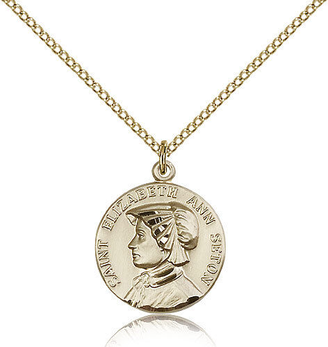 Saint Elizabeth Ann Seton Medal For Women - Gold Filled Necklace On 18 Chain...