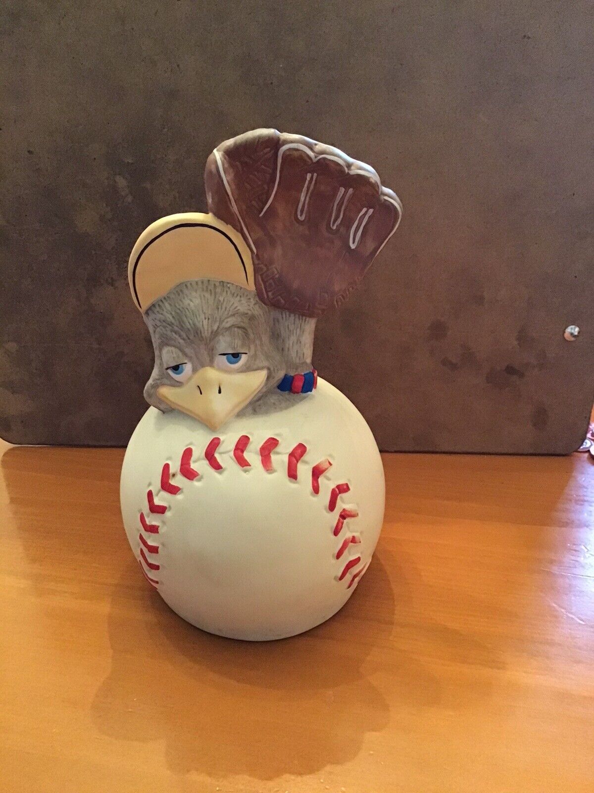 Enesco 1989 Eggbert And Friends Music Box. “ Take Me Out The Ball Game”