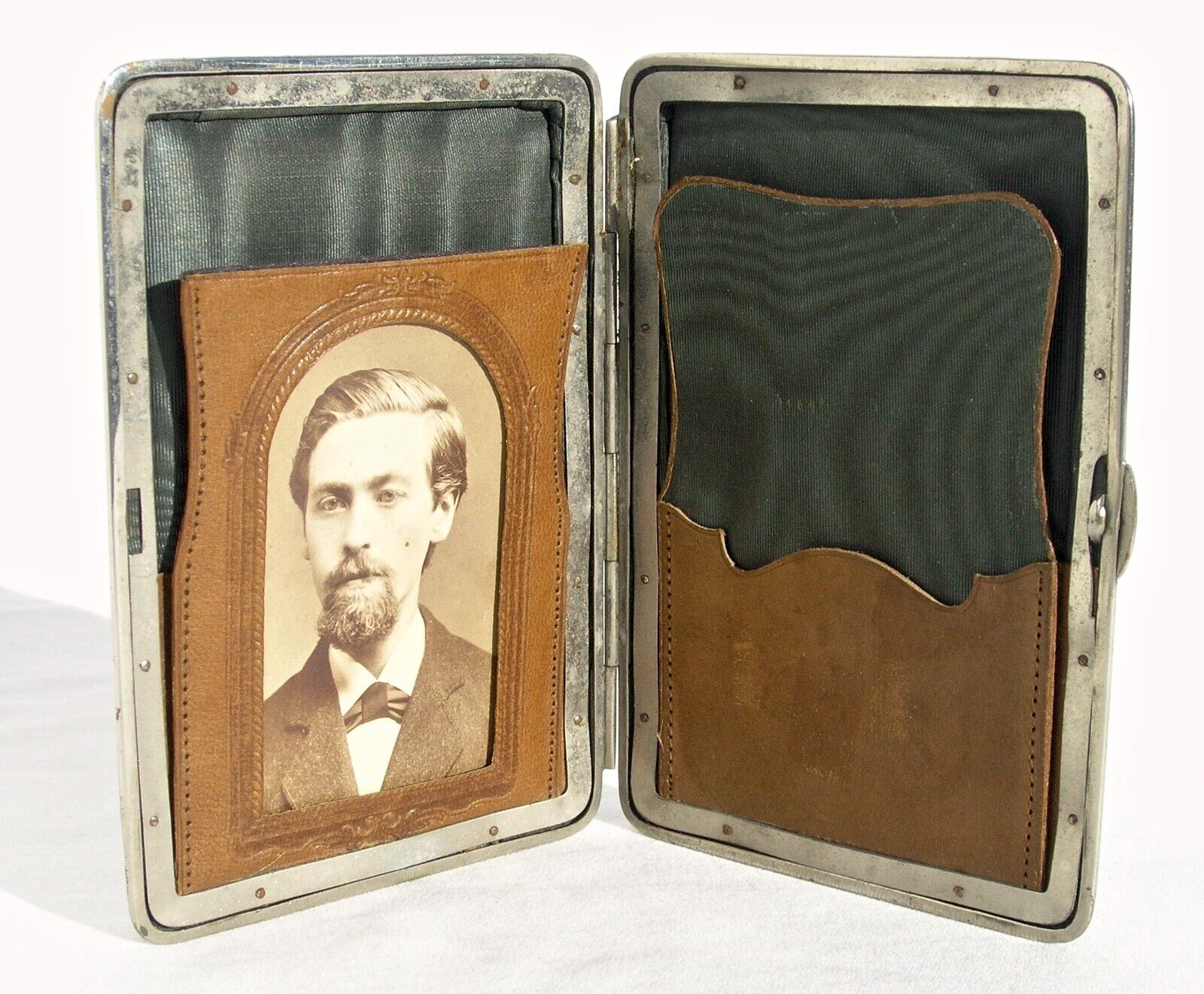 Antique Victorian Era Leather CDV Business Card Case Holder Wallet