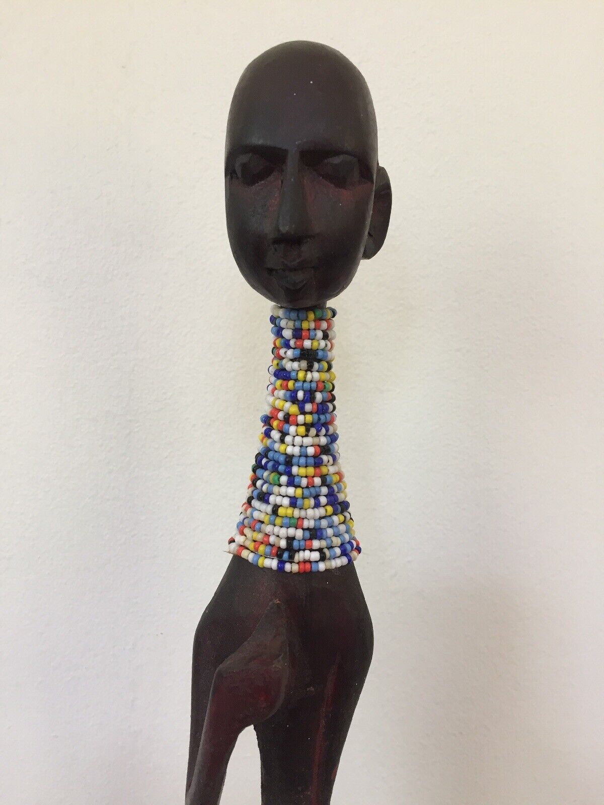 Vtg Carved Colorful Beaded Wood African 23\