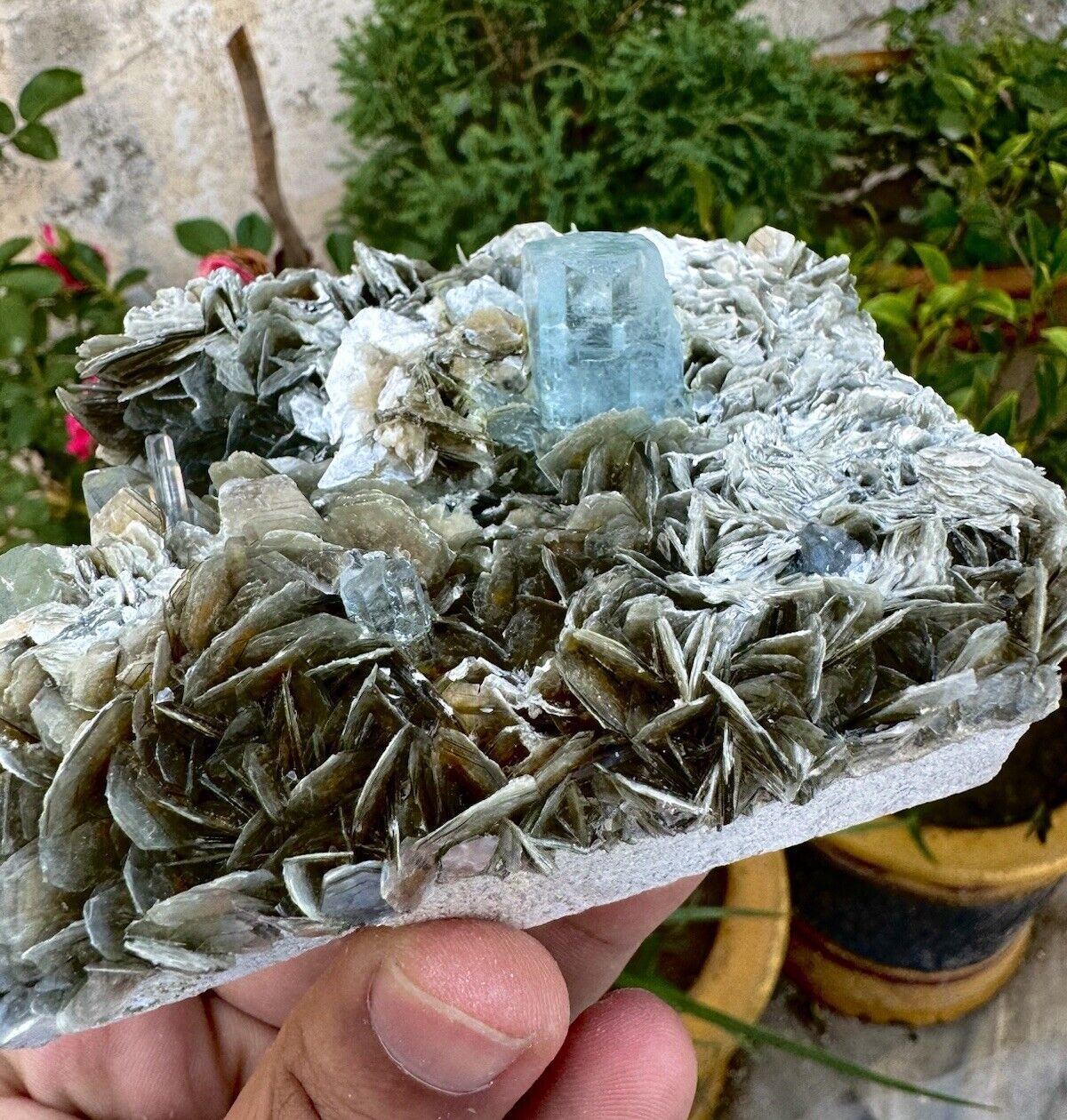 Aquamarine Crystals With Muscovite Combine Specimen , Mineral Specimens