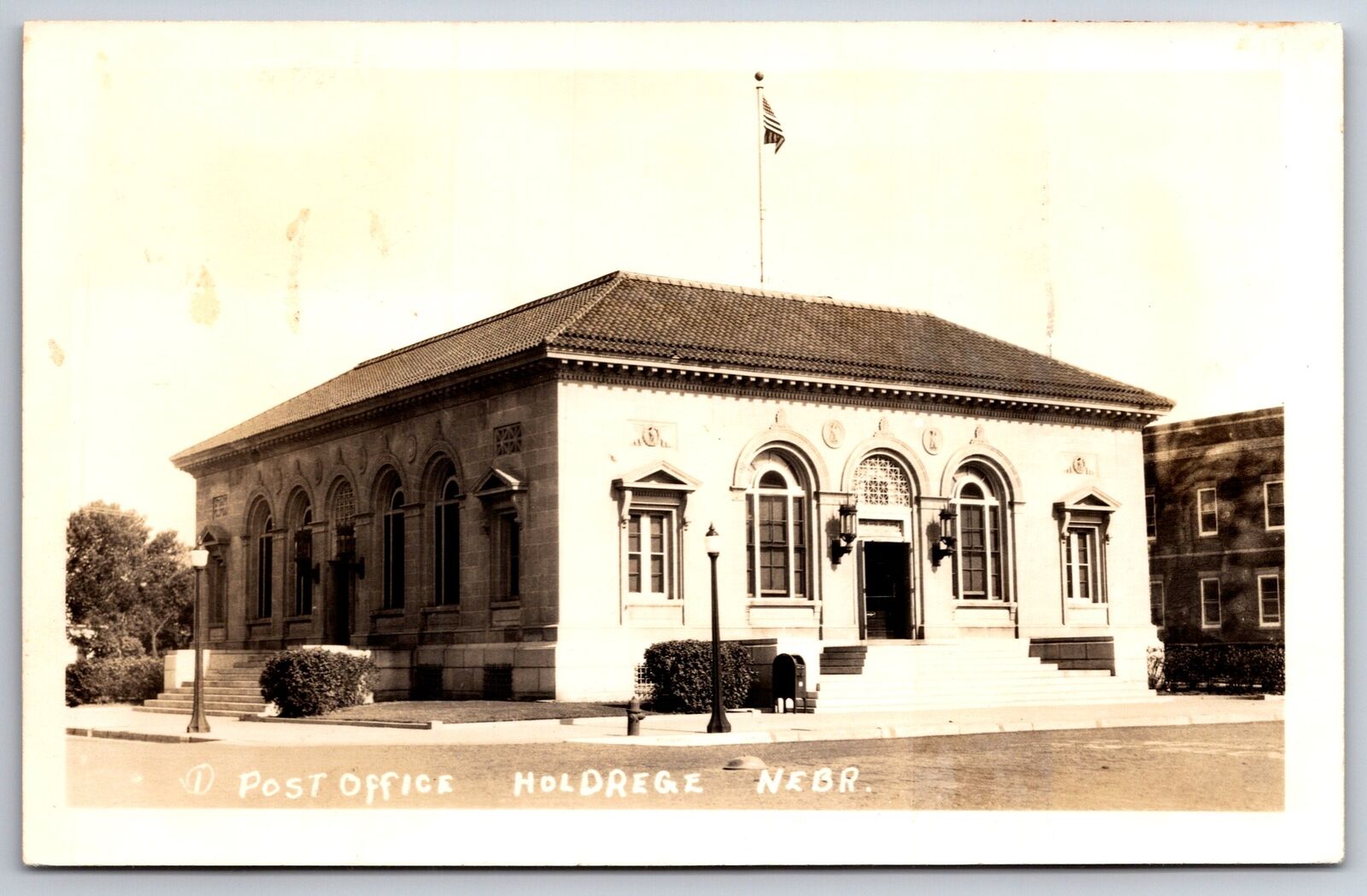 Holdrege Nebraska~Post Office Building~Mail Dropbox~Real Photo~1940s RPPC